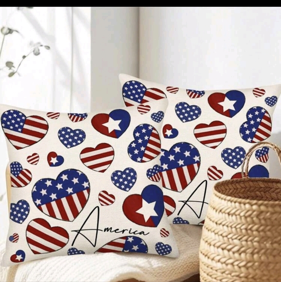 Throw Pillow cover 18 X 18 Patriotic Heart - Picture 6 of 7